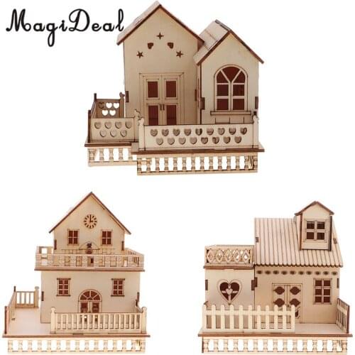 MagiDeal Wooden 3D China House Villa Model Construction with LED Lights for Friends Kids Girls Novelty Birthday Gift Home Decor