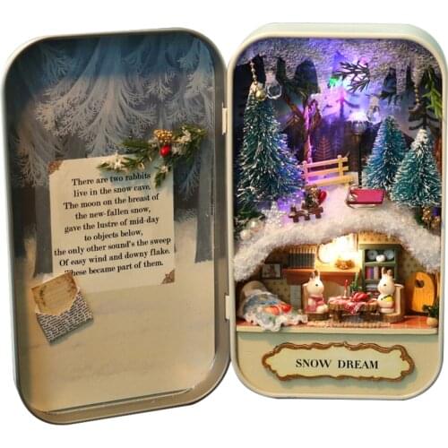 Kids Beautiful Wooden Puzzle Box Fantasy ice dream Theater DIY Miniature Dollhouse Model Home Decoration Toy Gifts for Children