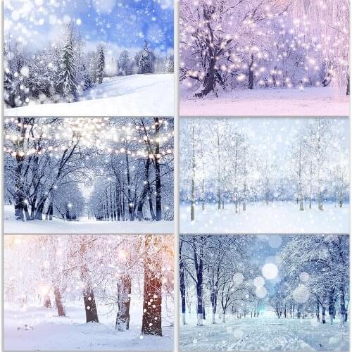 Mocsicka Outdoor Winter Wonderland Photography Backdrops Forest Snowflake Bokeh Photographic Studio Photo Backgrounds