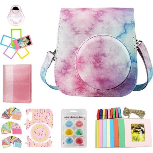 CAIUL Accessorie kit for Fujifilm Instax Mini 11 Instant Film Camera Included mini camera case&more-Blue-pink-color