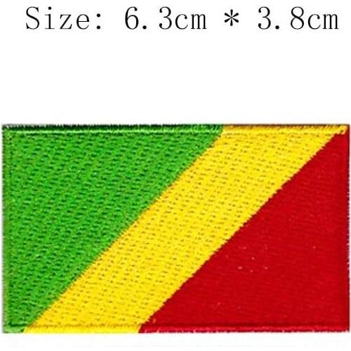 Republic of The Congo embroidery flag patch Brazzaville city emblem for Motorcycle Jacket coat Wholesale iron sew right chest