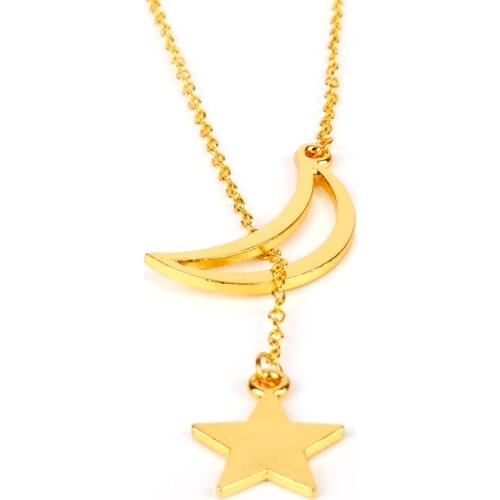 Women Choker Necklace Lariat Moon Star Charms Chain Sweet Jewelry Party Wedding Accessories