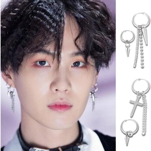 Simple Pendientes Mujer Moda Korean Fashion Jewelry Bangtan Boys Album V DNA Stud Earrings Boucle d'oreille Femme Kpop