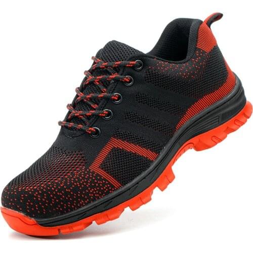 Plus size men fashion steel toe covers working safety shoes worker summer security shoe breathable platform safe boots footwear