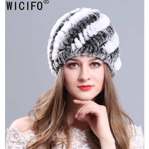 2019 Lady Winter Natural Real Rex Rabbit Fur Hat Girl 100% Rex Rabbit Fur Cap Warm Soft Knitted Genuine Fur Skullies Beanies