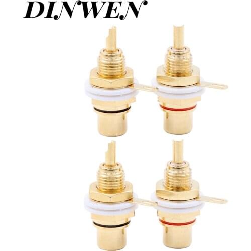 RCA PLUG JACK SOCKET CONNECTOR 24K Gold Plated Brass Female Phono Jack for TV DVD CD Player Amplifier Preamp Signal Equipment