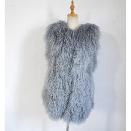 SJ036-02 Genuine Tan Fur Vest Fur Gilet Fur Overcoat