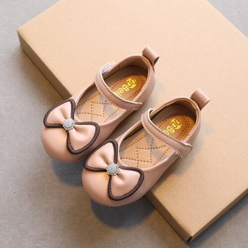 Baby Soft-soled Toddler Shoes New Girls Shoes Princess Leather Shoes for Party Wedding Spring Autumn Bow-knot Sweet Cute Flats