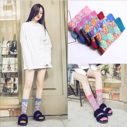Spring And Autumn European And American Trendy Brand Socks With Color Pop Art Style Mens And Womens Stockings Personalized Soc
