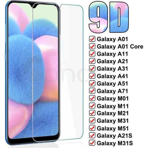 9D Protective Glass For Samsung Galaxy A01 Core A11 A21 A31 A41 A51 A71 Screen Protector M01 M11 M21 M31 M51 Safety Glass Film