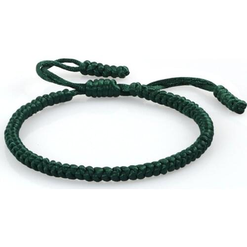 Green Handmade Braided Rope Bracelets&Bangles Tibetan Buddhist Knots Lucky Bracelet for Women Men Adjustable Jewelry Friend Gift