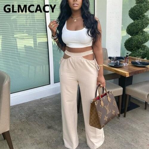 Women High Waist Wide Leg Casual Elastic Waist Pants