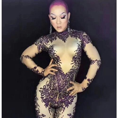 Lady Show Perspective StageSexy Jazz Dance Costumes Jumpsuit Dance Wear Bar Nightclub Bodysuit Sexy Outfits For Woman DJ387