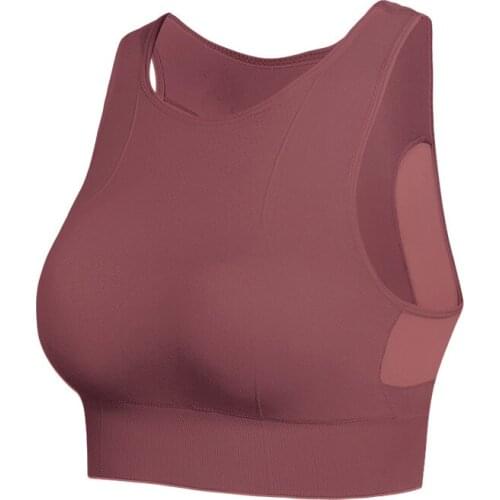 Women Seamless Sports Underwear Breathable Mesh Shockproof Gym Running Sports Fitness Yoga Solid Bra Top Vest