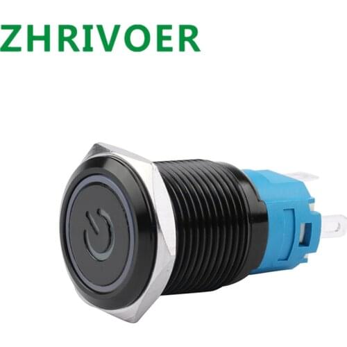 1pcs 16mm 3V-220V Black Oxide Metal Push Button Switch with LED Lamp Waterproof Car / Computer Modification Momentary/Latching