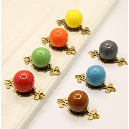 1PC American Simple Childrens room Colorful Ceramics Kitchen Cabinet Door Knobs Drawer Pulls Furniture Handle Hardware