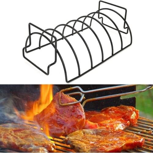 1PC BQ Grill Steak Holder Non-Stick Metal Wire Stand B Roasting Rib Rack Kitchen Utensils Travel Camping Barbecue Tool Accessory