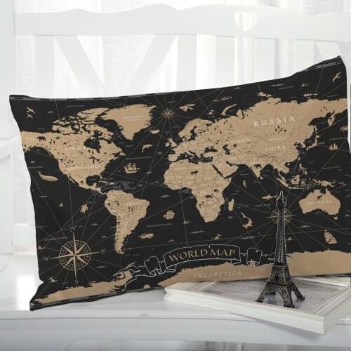 1pc Pillow cover Pillow case Luxury Bedding Pillowcase Pillowcovers decorative 50x70 50x75 Customizable size 3D Print Map black