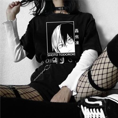 2021 Hot Anime Funny T Shirt Women Men My Hero Academia T-shirt Shoto Todoroki Graphic Tees