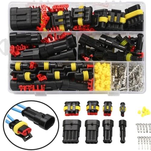 352pcs HID Waterproof Connectors 1/2/3/4 Pin 26 Sets Car Sealed Waterproof Electrical Wire Connector Plug Kit 300V 12A