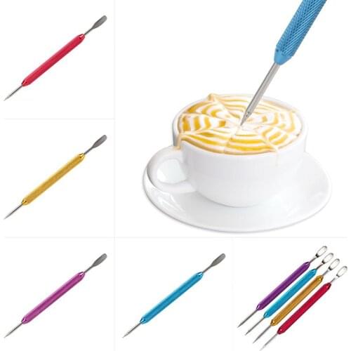 4PCS Coffee Art Needle Stainless Steel Non Slip Coffee Carved Needle Coffee Art Pen Kitchen Household Kitchen Cafe Tool