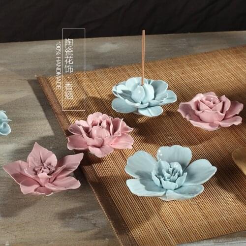 Creative ceramics flower Fragrant incense burner sandalwood Vaporizer religion Buddhism Burning incense Home Decoration