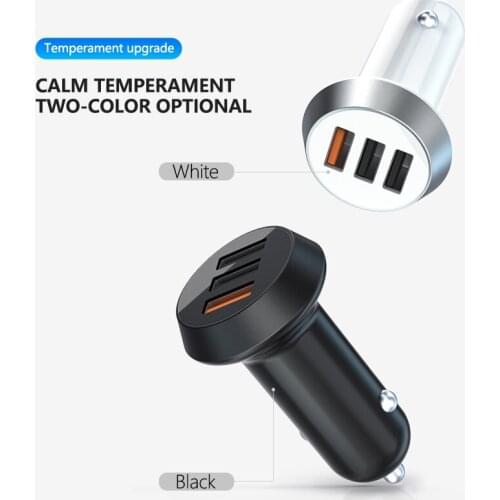 HozWich Car Charger QC 3.0 Quick Charge Mobile Phone Charger 3 ports USB Fast charging Car Charger For Tablet And Smart Phone