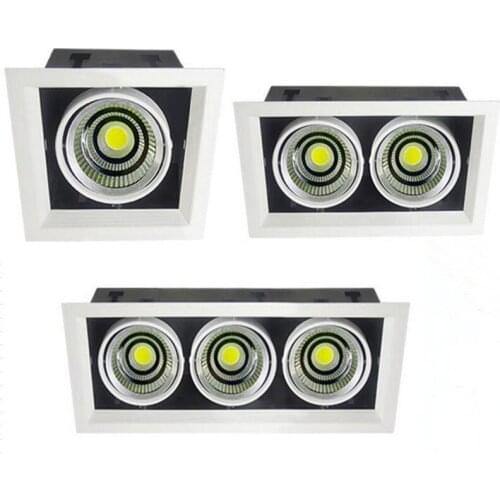 Free Shipping High quality 1*15W/2*15W/3*15W Square led down light COB led Bean pot lamp With led driver COB led Grille lamp