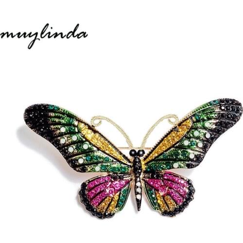 Muylinda Rhinestone Butterfly Brooches For Women Vintage Enamel Pin Brooches Insect Scarf Clip Jewelry