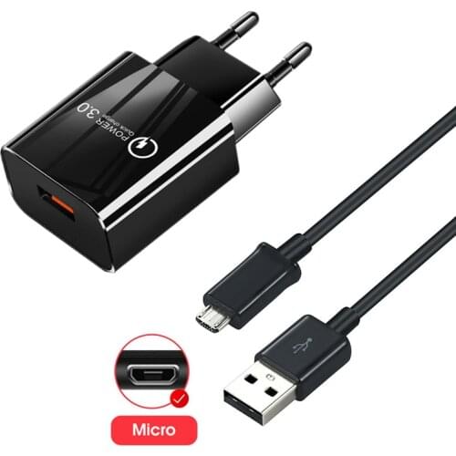 Quick Charge 3.0 USB Charger For Huawei P Smart Mobile Phone Charger Adapter QC 3.0 Fast Charging For Samsung Xiaomi Micro Cable
