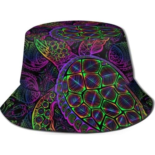 CINESSD 2020 Men Women Summer Sea Turtle Mandala Bucket Hat Bob Fisherman hat Outdoor Travel Sun Visor Fashion Panama