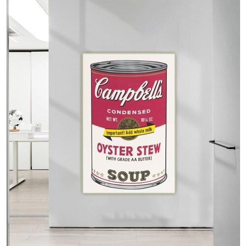 Citon Andy Warhol《Campbells Soup Cans》Pop Art Canvas Oil Painting Artwork Poster Decorative Picture Wall Decor Home Decoration