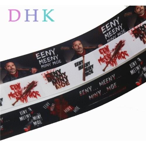 DHK 50yards waliking dead eeny meeny miny printed grosgrain Ribbon Accessory hairbow headwear decoration Wholesale OEM DIY S841