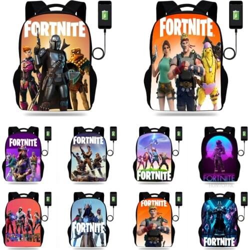 FORNITE USB Charging Print Backpack Mens Women Laptop Rucksack Teenagers Girls &Boys School Bag Mochila Travel Bag