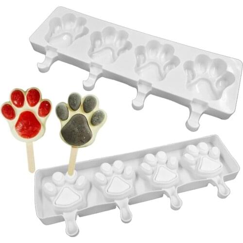 4 Cavity Cat Paw Shape Ice Cream Mold Cat Paw Silicone Cake Mold Chocolate Ice Cream Handmade Maker Mold Cake Decorating Tools