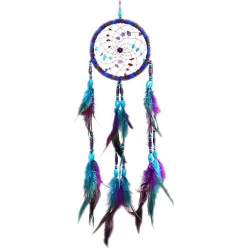 Antique Imitation Dreamcatcher Gift Dream Catcher Net With Natural Stone Feathers Wall Hanging Decoration Ornament