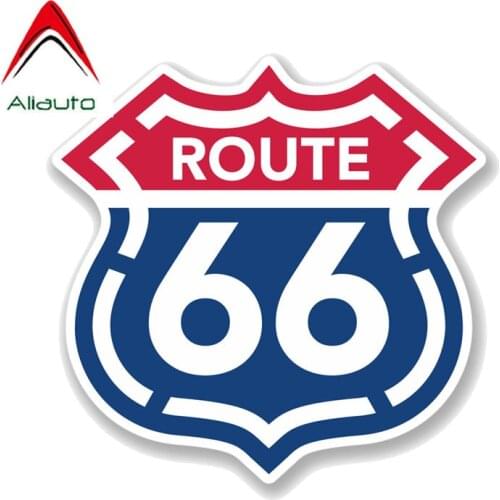 Aliauto Personality Flag Car Sticker America Travel Usa Route 66 Decoration Water Proof PVC Decal for Motorcycle Skoda,13cm*13cm
