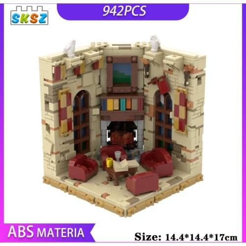 Moc Magic Castle Architecture Model DIY Building Blocks Common Room Bookend Display Stand From Movie Street View Kids Toys Gifts