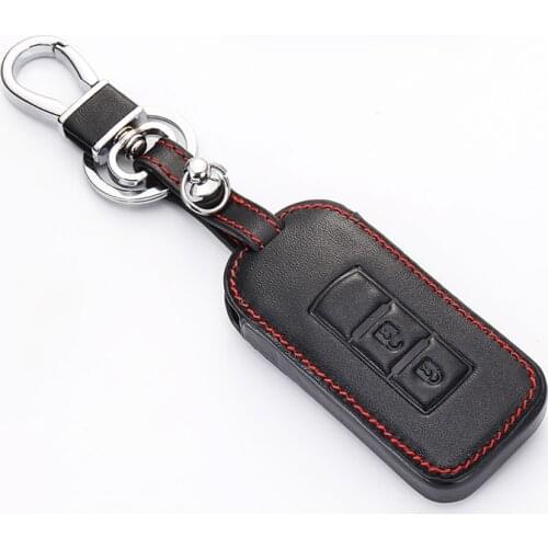 Leather Car Key Case For Mitsubishi Outlander Lancer 10 Pajero Sport L200 ASX RVR Smart Remote Fobs Protector Cover Keychain Bag