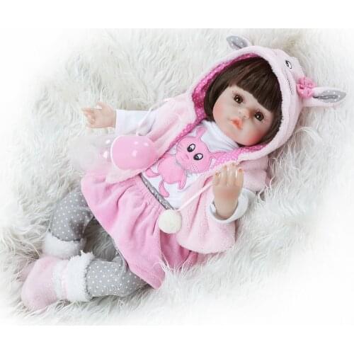 NPK 47CM Silicone Reborn Baby Dolls Baby Doll Alive Realistic Boneca Bebes Lifelike Real Girl Doll doll Birthday Christmas