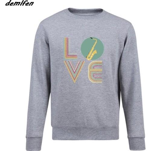 Fashion Fleece Mens Music Hoodie Love Saxophone Sachs Retro Instrument Birthday Gift Festivals Custom Sweatshirts Coat Tops
