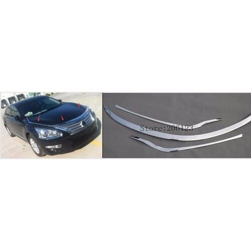 Front hood cover Stainless steel decorative light strip Racing grille up trim for Nissan Teana Altima 2013 2014 2015