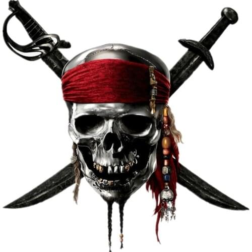 LLY-1346 Car Stickers Pirate Skull Cranium Knives Terror Modeling Decorative PVC Auto Motorcycle Accessories Waterproof Decals