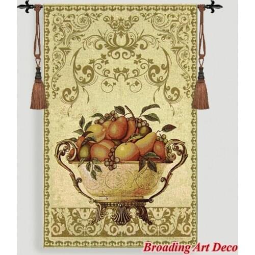 Pot of Fruit -I Jacquard Weave Art Tapestry Wall Hanging Gobelin Home Textile Decoration Aubusson Cotton 100% Big Size 139x89cm