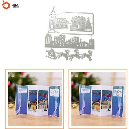 New Design Christmas Building and Fawn Metal Cutting Dies Cut Decoration Scrapbook Paper Card Embossing Decor Craft 2021