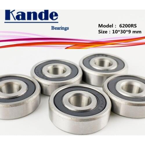 Kande 6200RS 10PCS ABEC-5 6200 2RS Single Row Deep Groove Ball Bearing 10x30x9 mm 6200RZ