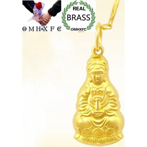 OMHXFC Wholesale European Fashion Woman Man Unisex Party Birthday Wedding Gift Bodhisattva GUANYIN Brass Charm Pendant PN275