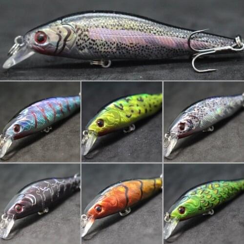 WLure 8.5cm 9.7g Medium Size good for Fresh Water Fishing 3D Hard Eyes Slow Retrieve Twitch Bait #6 HookMinnow Fishing Lure M597