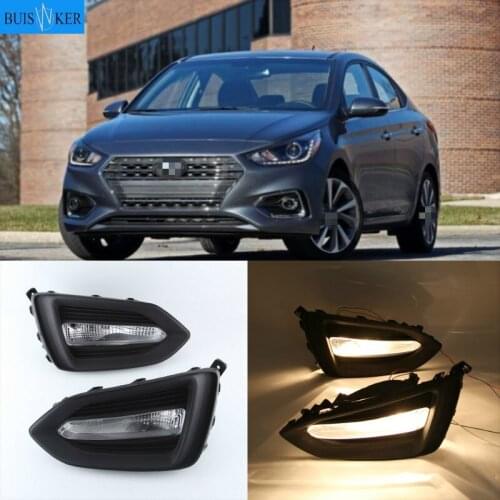 1 Pair For Hyundai Solaris Accent 2017 2018 2019 Car DRL Lamp Waterproof LED Daytime Running Light Fog lamp cover