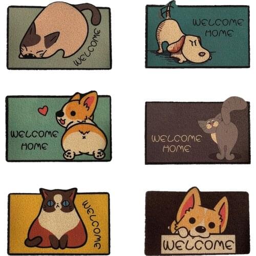 PVC Cartoon Door Floor Mat Cute Animal Pattern Mat Nonslip Indoor Outdoor Rug Entryway Welcome Mats 40x60cm